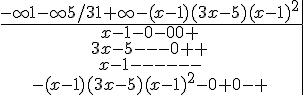 \begin{array}{c|ccccccc|c}  -\infty  1  -\infty  5/3  1  +\infty  -(x-1)(3x-5)(x-1)^2 \\ \hline x-1  -  0  -  0  0  +  \\ 3x-5  -  -  -  0  +  +  \\ x-1  -  -  -  -  -  -  \\ -(x-1)(3x-5)(x-1)^2  -  0  +  0  -  +  \end{array}